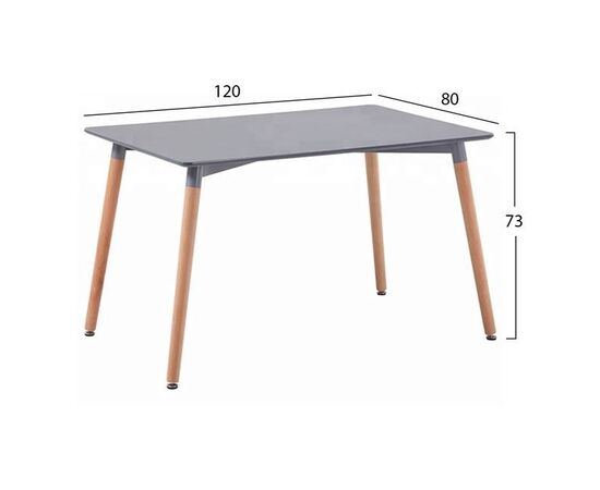 ΤΡΑΠΕΖΙ MINIMAL HM008.10 ΓΚΡΙ ΜΕ ΞΥΛΙΝΑ ΠΟΔΙΑ ΟΞΙΑ 120X80X73Υ εκ. - ΤΡΑΠΕΖΙΑ ΚΟΥΖΙΝΑΣ στο Milonadakis.gr