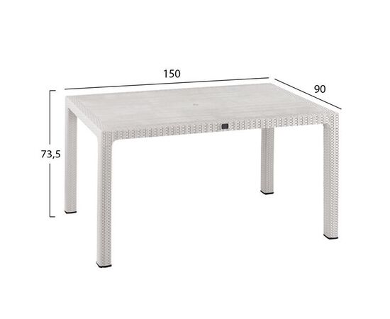 ΤΡΑΠΕΖΙ ΠΟΛΥΠΡΟΠΥΛΕΝΙΟΥ TODOR 150Χ90X73.5Υεκ. RATTAN ΛΕΥΚΟ ΜΕ UV PROTECTION HM5737.01 - ΤΡΑΠΕΖΙΑ ΕΞ. ΧΩΡΟΥ στο Milonadakis.gr