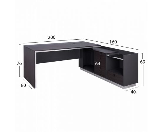 ΓΡΑΦΕΙΟ ΕΠΑΓΓΕΛΜΑΤΙΚΟ ΔΕΞΙΑ ΓΩΝΙΑ ROSEWOOD HM2112R 200X160X76Υ εκ. - ΓΡΑΦΕΙΑ στο Milonadakis.gr