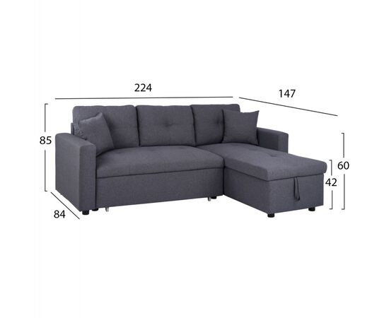 ΚΑΝΑΠΕΣ ΓΩΝΙΑ ΚΡΕΒΑΤΙ WAYNE 224x147x85Υεκ. HM3028.11 ΓΚΡΙ ΥΦΑΣΜΑ - ΚΑΝΑΠΕΔΕΣ-ΣΑΛΟΝΙΑ στο Milonadakis.gr