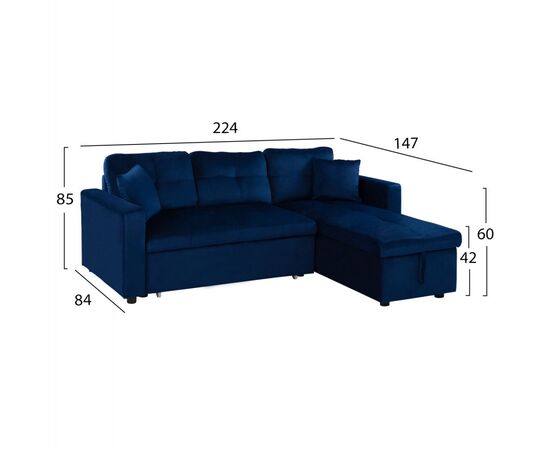 ΚΑΝΑΠΕΣ ΓΩΝΙΑ ΚΡΕΒΑΤΙ WAYNE 224x147x85Υεκ. HM3028.18 ΒΕΛΟΥΔΟ ΜΠΛΕ - ΚΑΝΑΠΕΔΕΣ-ΣΑΛΟΝΙΑ στο Milonadakis.gr