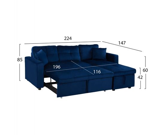 ΚΑΝΑΠΕΣ ΓΩΝΙΑ ΚΡΕΒΑΤΙ WAYNE 224x147x85Υεκ. HM3028.18 ΒΕΛΟΥΔΟ ΜΠΛΕ - ΚΑΝΑΠΕΔΕΣ-ΣΑΛΟΝΙΑ στο Milonadakis.gr