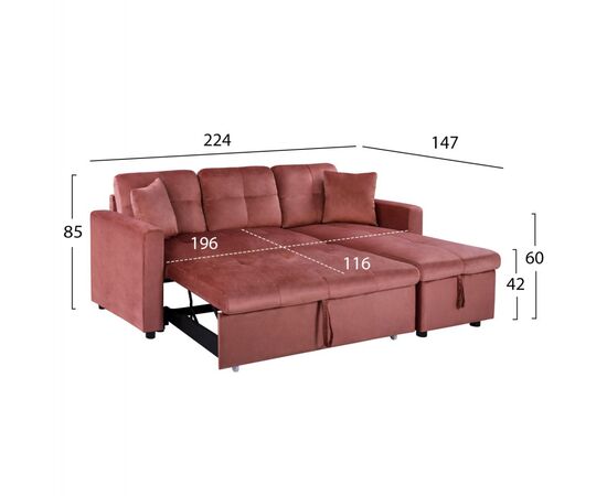 ΚΑΝΑΠΕΣ ΓΩΝΙΑ ΚΡΕΒΑΤΙ WAYNE 224x147x85Υεκ. HM3028.12 ΒΕΛΟΥΔΟ ΣΑΠΙΟ ΜΗΛΟ - ΚΑΝΑΠΕΔΕΣ-ΣΑΛΟΝΙΑ στο Milonadakis.gr