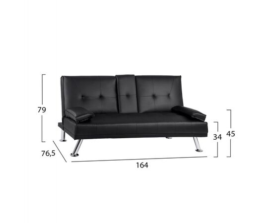 ΚΑΝΑΠΕΣ ΚΡΕΒΑΤΙ BENIN ΜΕ ΜΑΥΡΟ PU 165x76,5x79 εκ ΚΑΙ ΠΤΥΣΣΟΜΕΝΟ ΜΠΡΑΤΣΟ HM3157.01 - ΚΑΝΑΠΕΔΕΣ-ΣΑΛΟΝΙΑ στο Milonadakis.gr