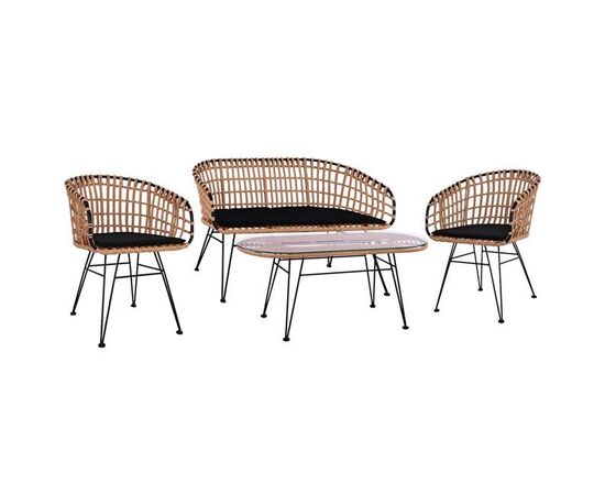 ΣΕΤ 4ΤΜΧ ΤΡΑΠΕΖΙ ΜΕ ΠΑΓΚΑΚΙ & 2 ΠΟΛΥΘΡΟΝΕΣ ALLEGRA WICKER ΜΠΕΖ HM10600 - ΣΕΤ ΣΑΛΟΝΙΑ στο Milonadakis.gr