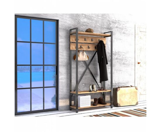 ΕΠΙΠΛΟ ΕΙΣΟΔΟΥ HM8943.01 NATURAL WOOD & ΜΑΥΡΟ  90x34x180 εκ. - ΕΠΙΠΛΑ ΕΙΣΟΔΟΥ στο Milonadakis.gr