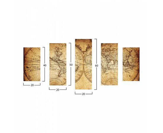 ΠΕΝΤΑΠΤΥΧΟΣ ΠΙΝΑΚΑΣ MDF VINTAGE WORLD MAP HM7206.06 100X60x0,3 εκ. - ΠΙΝΑΚΕΣ στο Milonadakis.gr
