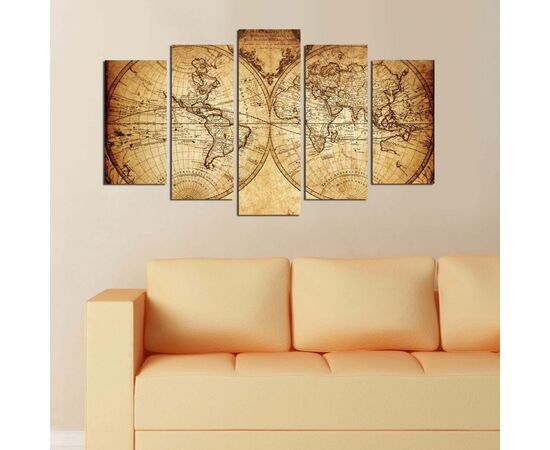 ΠΕΝΤΑΠΤΥΧΟΣ ΠΙΝΑΚΑΣ MDF VINTAGE WORLD MAP HM7206.06 100X60x0,3 εκ. - ΠΙΝΑΚΕΣ στο Milonadakis.gr