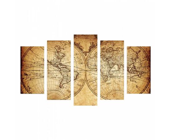 ΠΕΝΤΑΠΤΥΧΟΣ ΠΙΝΑΚΑΣ MDF VINTAGE WORLD MAP HM7206.06 100X60x0,3 εκ. - ΠΙΝΑΚΕΣ στο Milonadakis.gr