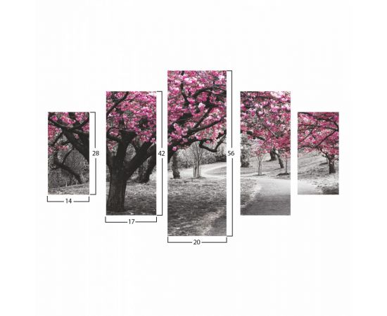 ΠΙΝΑΚΑΣ ΠΕΝΤΑΠΤΥΧΟ MDF BLOOMING TREE 82Χ56x3  HM7207.04 - ΠΙΝΑΚΕΣ στο Milonadakis.gr