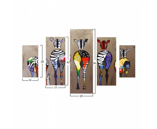 ΠΙΝΑΚΑΣ ΠΕΝΤΑΠΤΥΧΟ MDF COLORFUL ZEBRAS 82Χ56x3 HM7207.03 - ΠΙΝΑΚΕΣ στο Milonadakis.gr