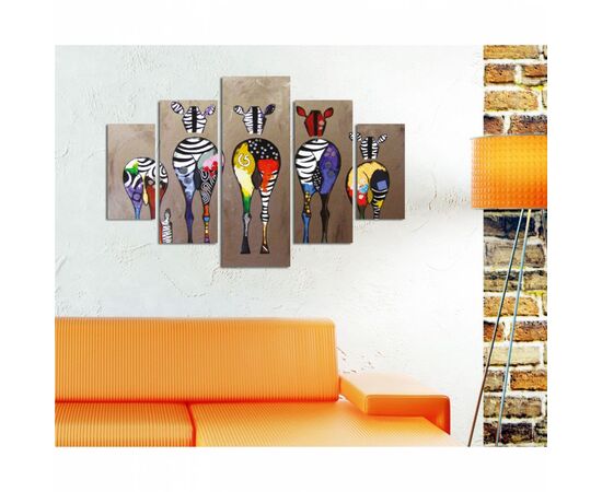 ΠΙΝΑΚΑΣ ΠΕΝΤΑΠΤΥΧΟ MDF COLORFUL ZEBRAS 82Χ56x3 HM7207.03 - ΠΙΝΑΚΕΣ στο Milonadakis.gr
