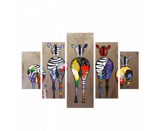 ΠΙΝΑΚΑΣ ΠΕΝΤΑΠΤΥΧΟ MDF COLORFUL ZEBRAS 82Χ56x3 HM7207.03 - ΠΙΝΑΚΕΣ στο Milonadakis.gr
