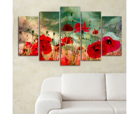 ΠΙΝΑΚΑΣ ΠΕΝΤΑΠΤΥΧΟ MDF POPPY FIELD HM7206.03 100X0,3X60 εκ. - ΠΙΝΑΚΕΣ στο Milonadakis.gr