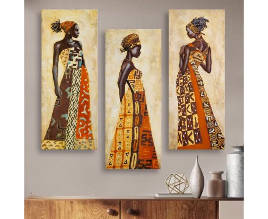 ΠΙΝΑΚΑΣ ΤΡΙΠΤΥΧΟ MDF AFRICAN STYLE WOMEN HM7204.03 60X0,3X50 εκ. - ΠΙΝΑΚΕΣ στο Milonadakis.gr