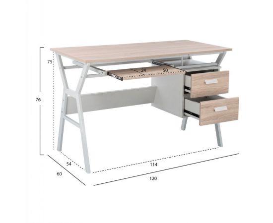 ΓΡΑΦΕΙΟ VITINO HM2130.01 ΜΕΛΑΜΙΝΗ-ΜΕΤΑΛΛΟ ΣΕ SONAMA-ΛΕΥΚΟ 120X60X76εκ. - ΓΡΑΦΕΙΑ στο Milonadakis.gr