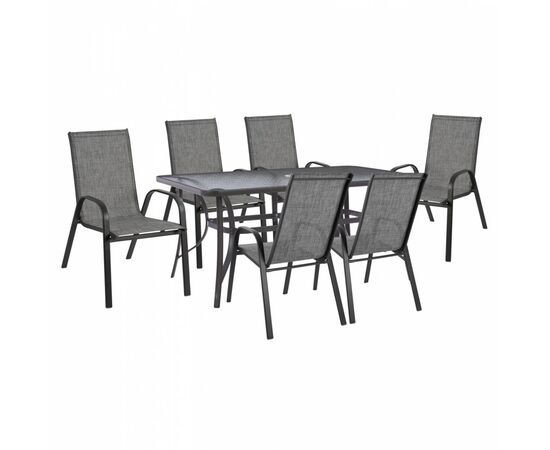 ΣΕΤ ΤΡΑΠΕΖΑΡΙΑ 7ΤΜΧ ΤΡΑΠΕΖΙ BRUNO 150X90 ΜΕ ΠΟΛΥΘΡΟΝΕΣ TEXTILINE ΓΚΡΙ HM11471 - ΣΕΤ ΤΡΑΠΕΖΑΡΙΕΣ στο Milonadakis.gr