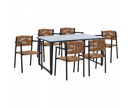 ΣΕΤ ΤΡΑΠΕΖΑΡΙΑ 7ΤΜΧ ΤΡΑΠΕΖΙ ΜΕ ΓΥΑΛΙ 160X90 & ΠΟΛΥΘΡΟΝΕΣ ΑΝΘΡΑΚΙ ΜΠΕΖ HM11448 - ΣΕΤ ΤΡΑΠΕΖΑΡΙΕΣ στο Milonadakis.gr