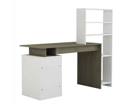 ΓΡΑΦΕΙΟ ΜΕ ΒΙΒΛΙΟΘΗΚΗ ROCHELL ΜΕΛΑΜΙΝΗ OLIVE GREY ΛΕΥΚΟ 146,3x55x128,8Υεκ.HM8886.11 - ΓΡΑΦΕΙΑ στο Milonadakis.gr