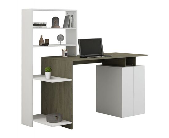 ΓΡΑΦΕΙΟ ΜΕ ΒΙΒΛΙΟΘΗΚΗ ROCHELL ΜΕΛΑΜΙΝΗ OLIVE GREY ΛΕΥΚΟ 146,3x55x128,8Υεκ.HM8886.11 - ΓΡΑΦΕΙΑ στο Milonadakis.gr