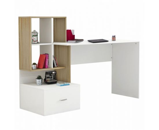 ΓΡΑΦΕΙΟ ΜΕΛΑΜΙΝΗΣ ΜΕ ΒΙΒΛΙΟΘΗΚΗ SYNDYA HM8993.02 ΛΕΥΚΟ SONAMA 149x48x105Y εκ. - ΓΡΑΦΕΙΑ στο Milonadakis.gr