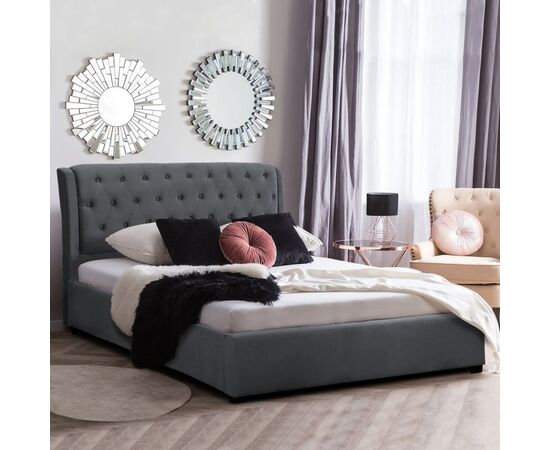 ΚΡΕΒΑΤΙ ODALYS 150X200 ΒΕΛΟΥΔΟ ΥΦΑΣΜΑ ΓΚΡΙ HM549.11 164x223x100 εκ. - ΚΡΕΒΑΤΙΑ στο Milonadakis.gr