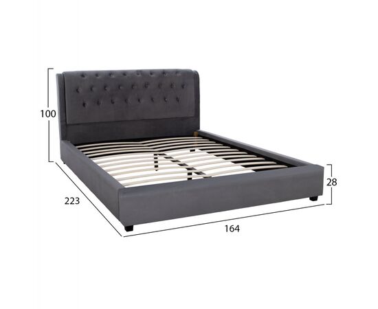 ΚΡΕΒΑΤΙ ODALYS 150X200 ΒΕΛΟΥΔΟ ΥΦΑΣΜΑ ΓΚΡΙ HM549.11 164x223x100 εκ. - ΚΡΕΒΑΤΙΑ στο Milonadakis.gr