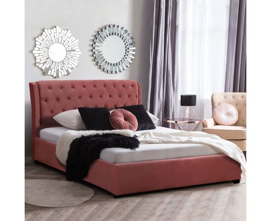 ΚΡΕΒΑΤΙ ODALYS 150X200 ΒΕΛΟΥΔΟ ΥΦΑΣΜΑ ΣΑΠΙΟ ΜΗΛΟ HM549.12 164x223x100 εκ. - ΚΡΕΒΑΤΙΑ στο Milonadakis.gr