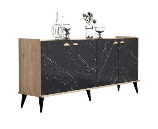 ΜΠΟΥΦΕΣ ΜΕΛΑΜΙΝΗΣ HM9045.01 NATURAL WOOD - ΜΑΥΡΟ ΜΑΡΜΑΡΟ 180x41x77,8Y εκ. - ΜΠΟΥΦΕΔΕΣ-ΚΟΝΣΟΛΕΣ στο Milonadakis.gr
