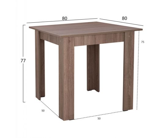 ΤΡΑΠΕΖΙ ΚΟΥΖΙΝΑΣ KELVIN HM2427.05, SONOMA OAK TRUFFLE, 80x80x77εκ. - ΤΡΑΠΕΖΙΑ ΚΟΥΖΙΝΑΣ στο Milonadakis.gr