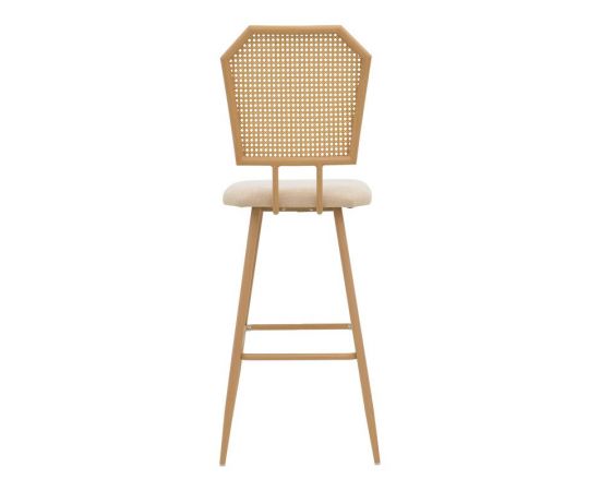Σκαμπό μπαρ Camilla I pakoworld φυσικό pe rattan με μπεζ ύφασμα και μέταλλο σε φυσική απόχρωση 47.5x58x117εκ - ΣΚΑΜΠΟ ΜΠΑΡ στο Milonadakis.gr