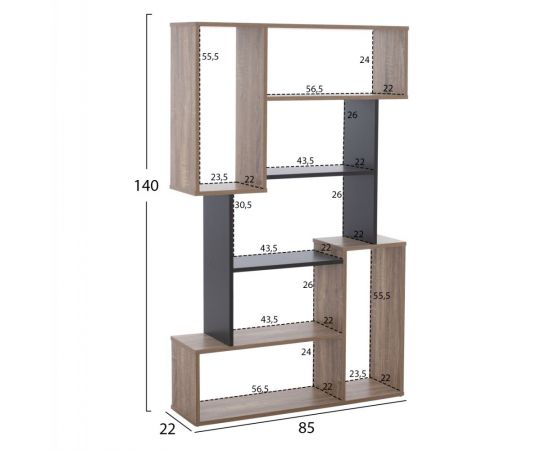 ΒΙΒΛΙΟΘΗΚΗ SHAY HM8768.02 85X22X140 ΓΚΡΙ - ΒΙΒΛΙΟΘΗΚΕΣ στο Milonadakis.gr