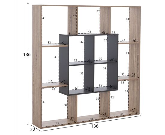 ΒΙΒΛΙΟΘΗΚΗ BRODY HM8771.02 136X22X136 ΓΚΡΙ - ΒΙΒΛΙΟΘΗΚΕΣ στο Milonadakis.gr