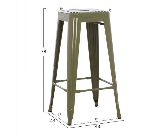 ΣΚΑΜΠΟ BAR ΜΕΤΑΛΛΙΚΟ MELITA ΣΕ DARK OLIVE GREEN HM8642.03 43x43x78 εκ. - ΣΚΑΜΠΟ ΜΠΑΡ στο Milonadakis.gr