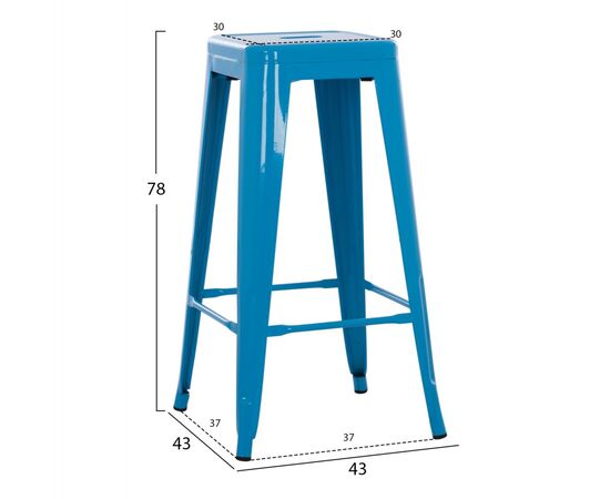 ΣΚΑΜΠΟ BAR ΜΕΤΑΛΛΙΚΟ MELITA ΣΕ ΜΠΛΕ HM8642.08 43x43x78 εκ. - ΣΚΑΜΠΟ ΜΠΑΡ στο Milonadakis.gr