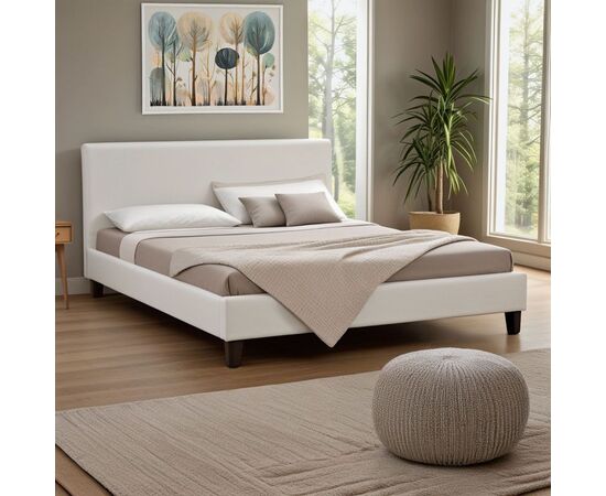 Κρεβάτι Nevil pakoworld 150x200 PU χρώμα λευκό ματ - ΚΡΕΒΑΤΙΑ στο Milonadakis.gr