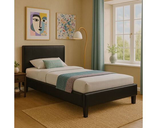 Κρεβάτι Nevil pakoworld 100x200 PU χρώμα μαύρο ματ - ΚΡΕΒΑΤΙΑ στο Milonadakis.gr