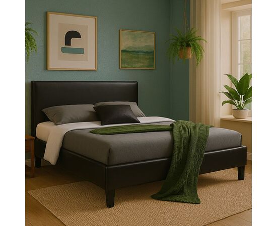 Κρεβάτι Nevil pakoworld 150x200 PU χρώμα μαύρο ματ - ΚΡΕΒΑΤΙΑ στο Milonadakis.gr