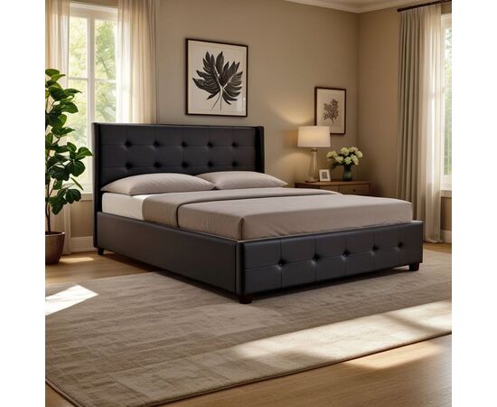 Κρεβάτι Roi pakoworld 160x200 PU μαύρο ματ + αποθηκευτικό χώρο - ΚΡΕΒΑΤΙΑ στο Milonadakis.gr