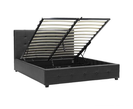 Κρεβάτι Roi pakoworld 160x200 PU μαύρο ματ + αποθηκευτικό χώρο - ΚΡΕΒΑΤΙΑ στο Milonadakis.gr