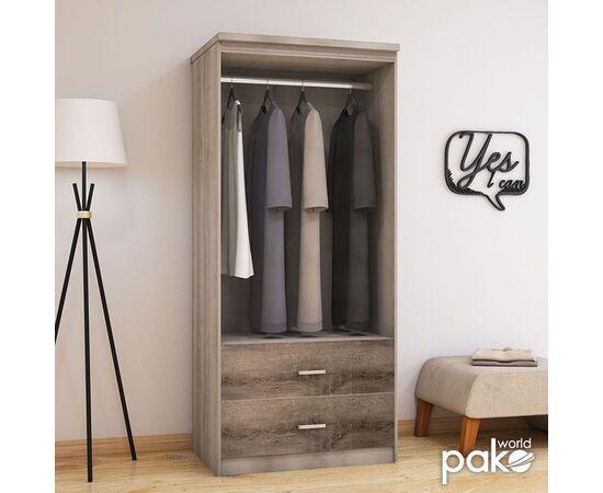 Ντουλάπα ρούχων δίφυλλη OLYMPUS pakoworld χρώμα castillo-toro 81x57x183εκ - ΝΤΟΥΛΑΠΕΣ στο Milonadakis.gr