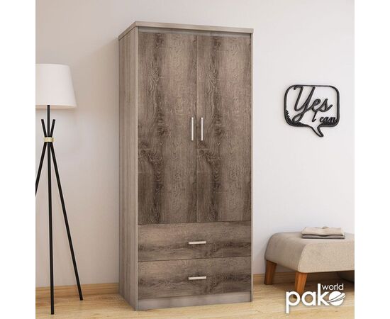 Ντουλάπα ρούχων δίφυλλη OLYMPUS pakoworld χρώμα castillo-toro 81x57x183εκ - ΝΤΟΥΛΑΠΕΣ στο Milonadakis.gr