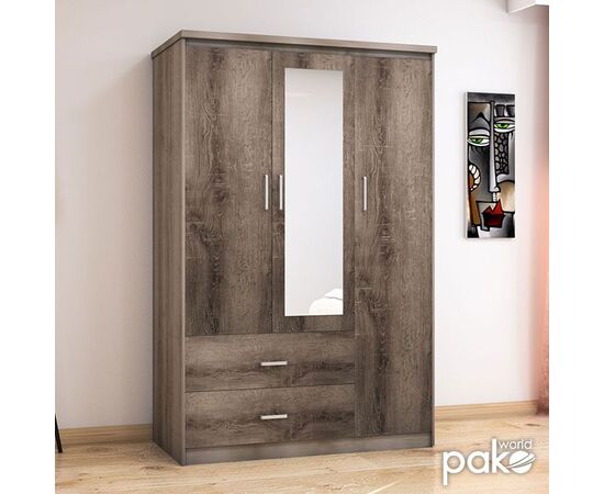 Ντουλάπα ρούχων τρίφυλλη OLYMPUS pakoworld χρώμα castillo-toro 120x57x183εκ - ΝΤΟΥΛΑΠΕΣ στο Milonadakis.gr