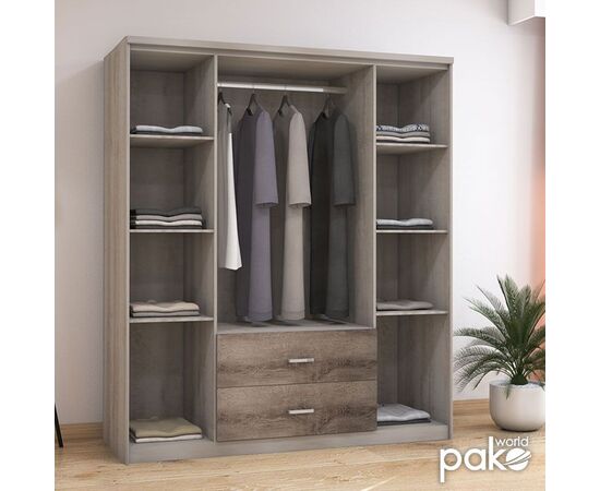 Ντουλάπα ρούχων τετράφυλλη OLYMPUS pakoworld χρώμα castillo-toro 159x57x183εκ - ΝΤΟΥΛΑΠΕΣ στο Milonadakis.gr