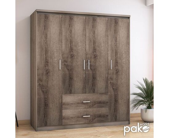 Ντουλάπα ρούχων τετράφυλλη OLYMPUS pakoworld χρώμα castillo-toro 159x57x183εκ - ΝΤΟΥΛΑΠΕΣ στο Milonadakis.gr