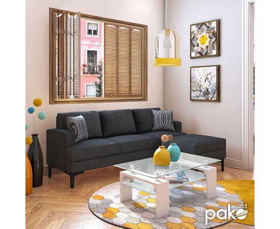 Γωνιακός καναπές με σκαμπό Slim pakoworld υφασμάτινος χρώμα ανθρακί με μαξιλάρια 185x140x70εκ - ΚΑΝΑΠΕΔΕΣ-ΣΑΛΟΝΙΑ στο Milonadakis.gr