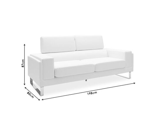 Καναπές Shea pakoworld 3θέσιος PU ivory-inox 198x80x87εκ - ΚΑΝΑΠΕΔΕΣ-ΣΑΛΟΝΙΑ στο Milonadakis.gr