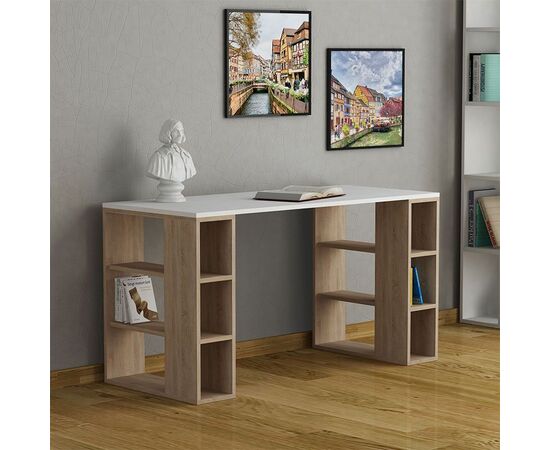 Γραφείο Colmar pakoworld χρώμα λευκό -σκούρο φυσικό 140x60x75εκ - ΓΡΑΦΕΙΑ στο Milonadakis.gr
