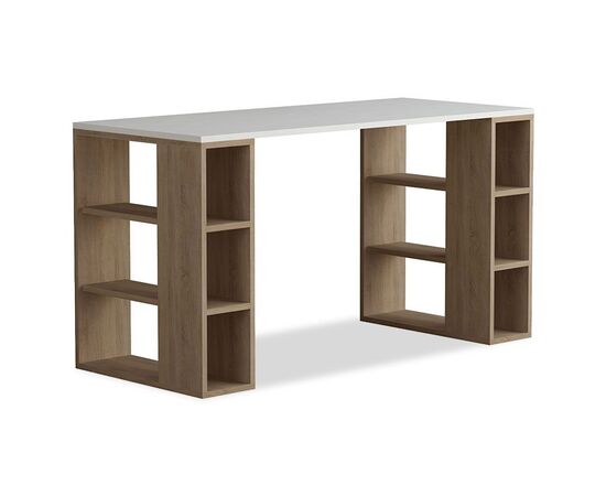 Γραφείο Colmar pakoworld χρώμα λευκό -σκούρο φυσικό 140x60x75εκ - ΓΡΑΦΕΙΑ στο Milonadakis.gr