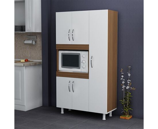 Ντουλάπα κουζίνας Defne pakoworld χρώμα λευκό-καρυδί  89x37.5x160εκ - ΟΡΓΑΝΩΣΗ ΣΠΙΤΙΟΥ στο Milonadakis.gr